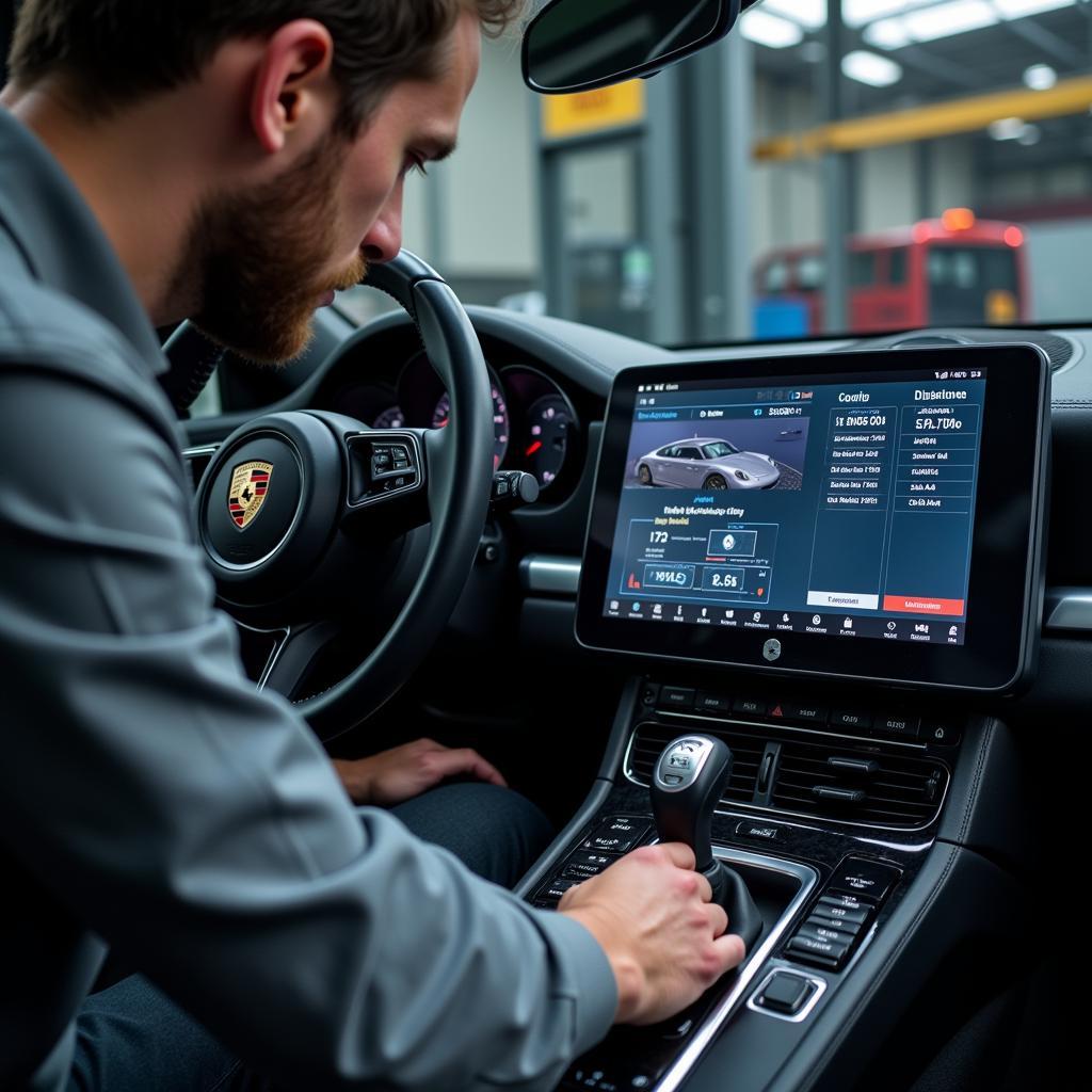 Porsche PIWIS Diagnostic System in Use