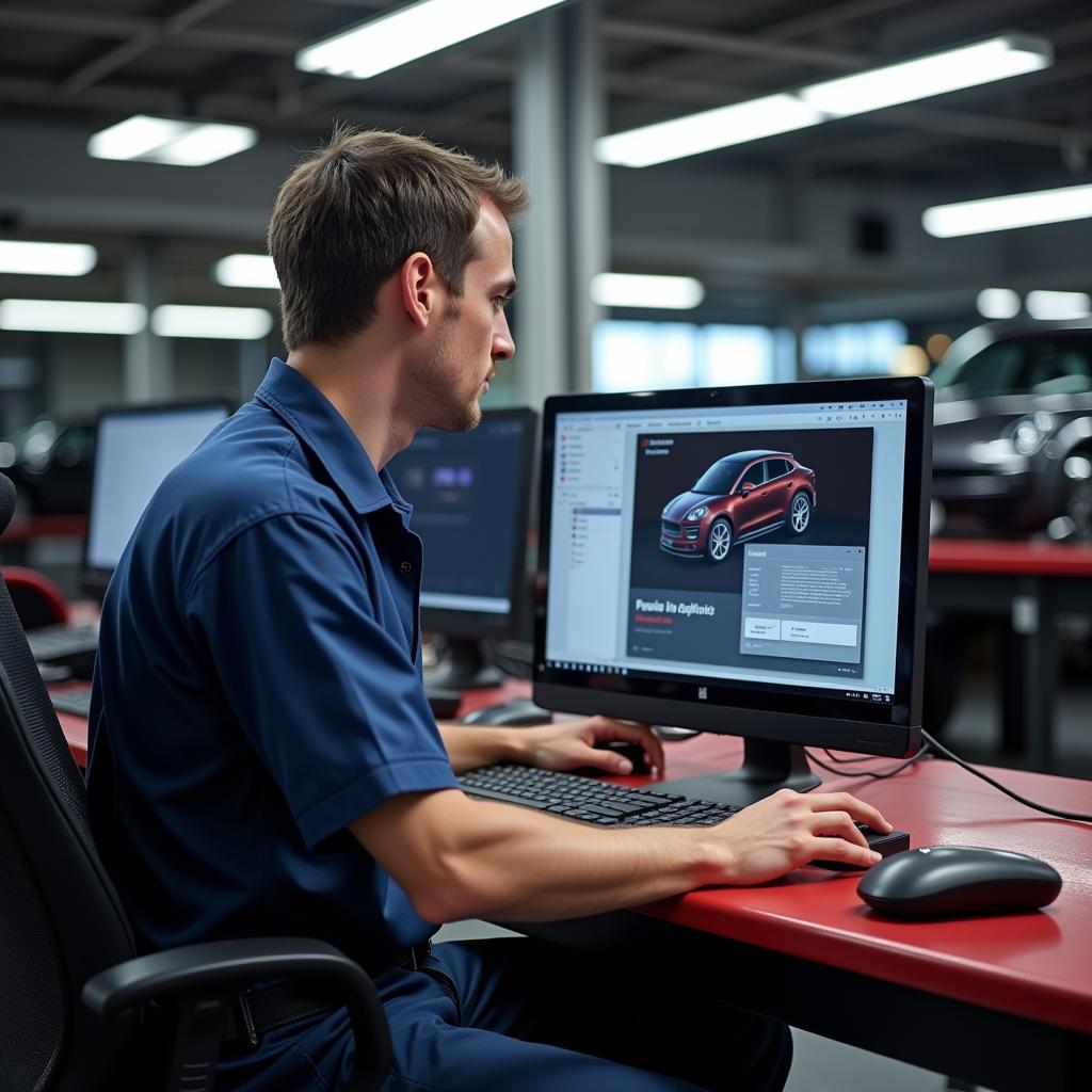 Porsche Technician Using PIWIS 3 Software