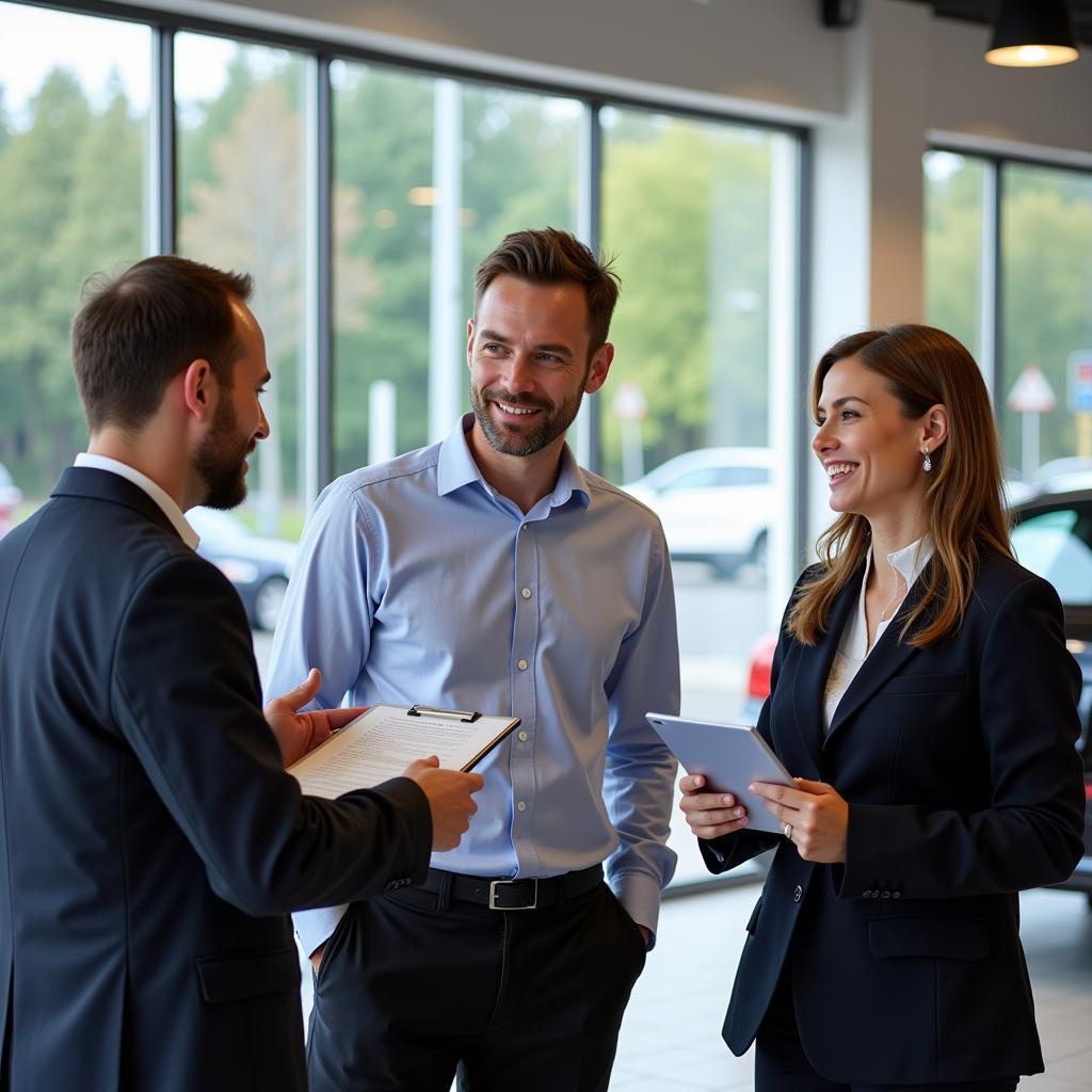 Customer Interacting with Sales Representative at Puget Sound BMW Dealer