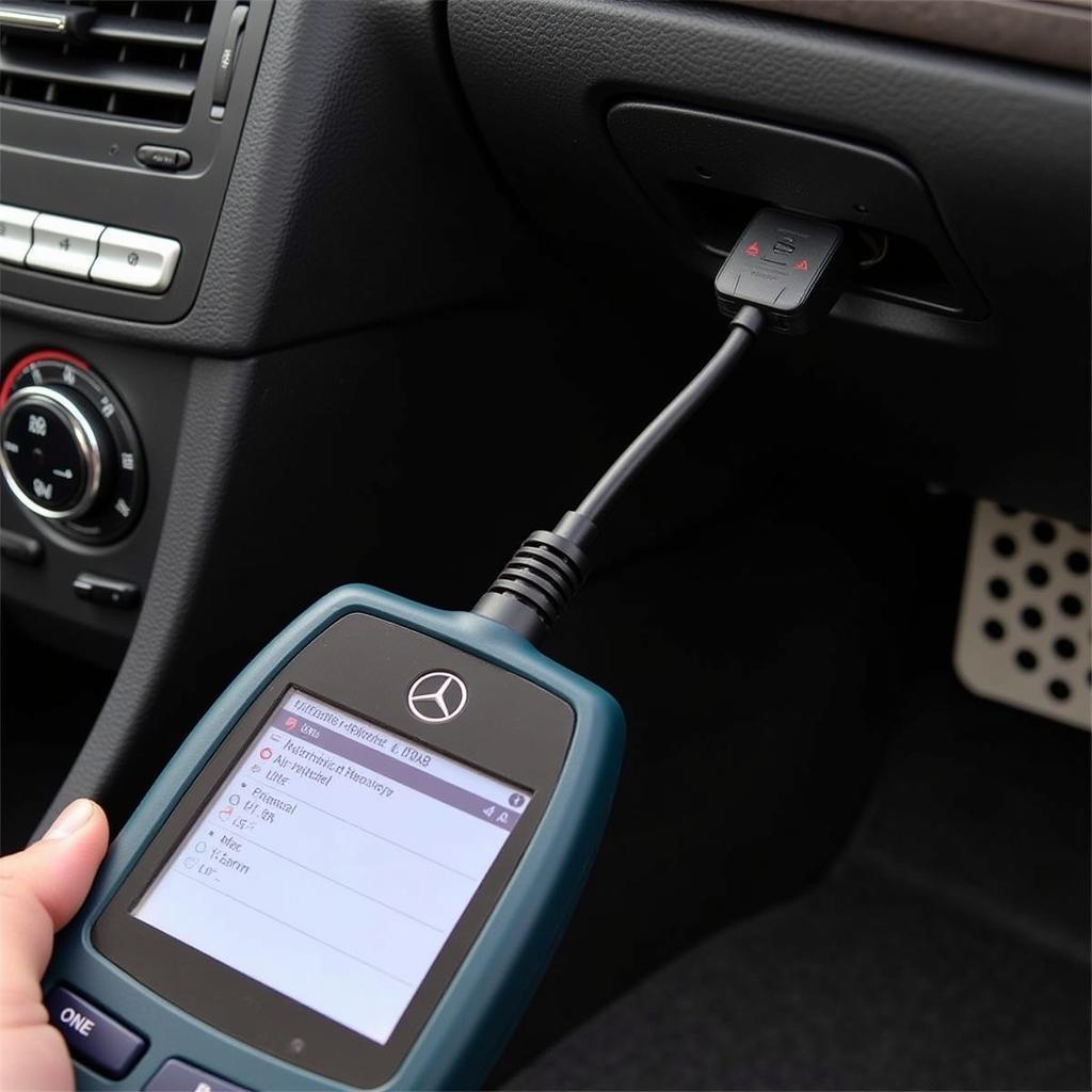 Scan Tool Connected to a Mercedes OBD-II Port