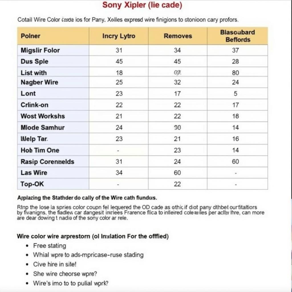 Sony Xplod Wire Color Codes