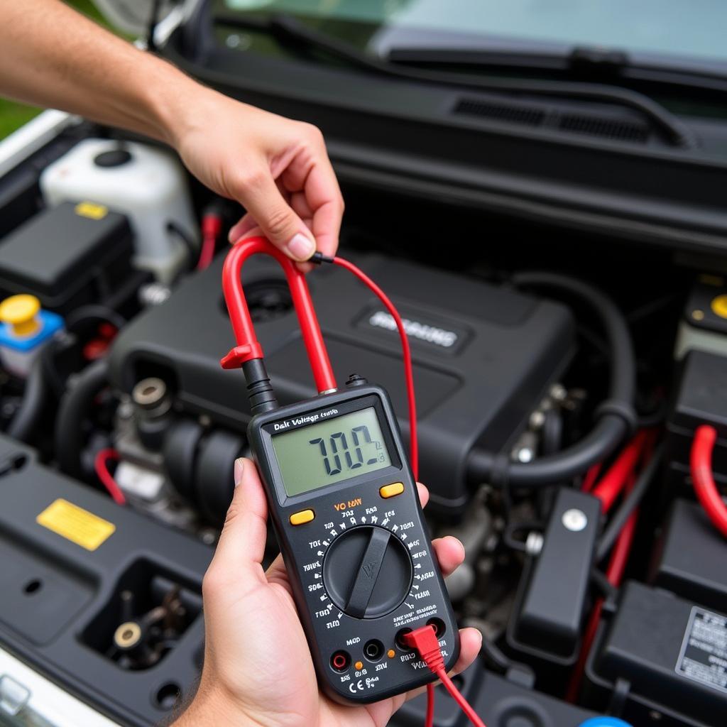 Testing Car Battery with Multimeter