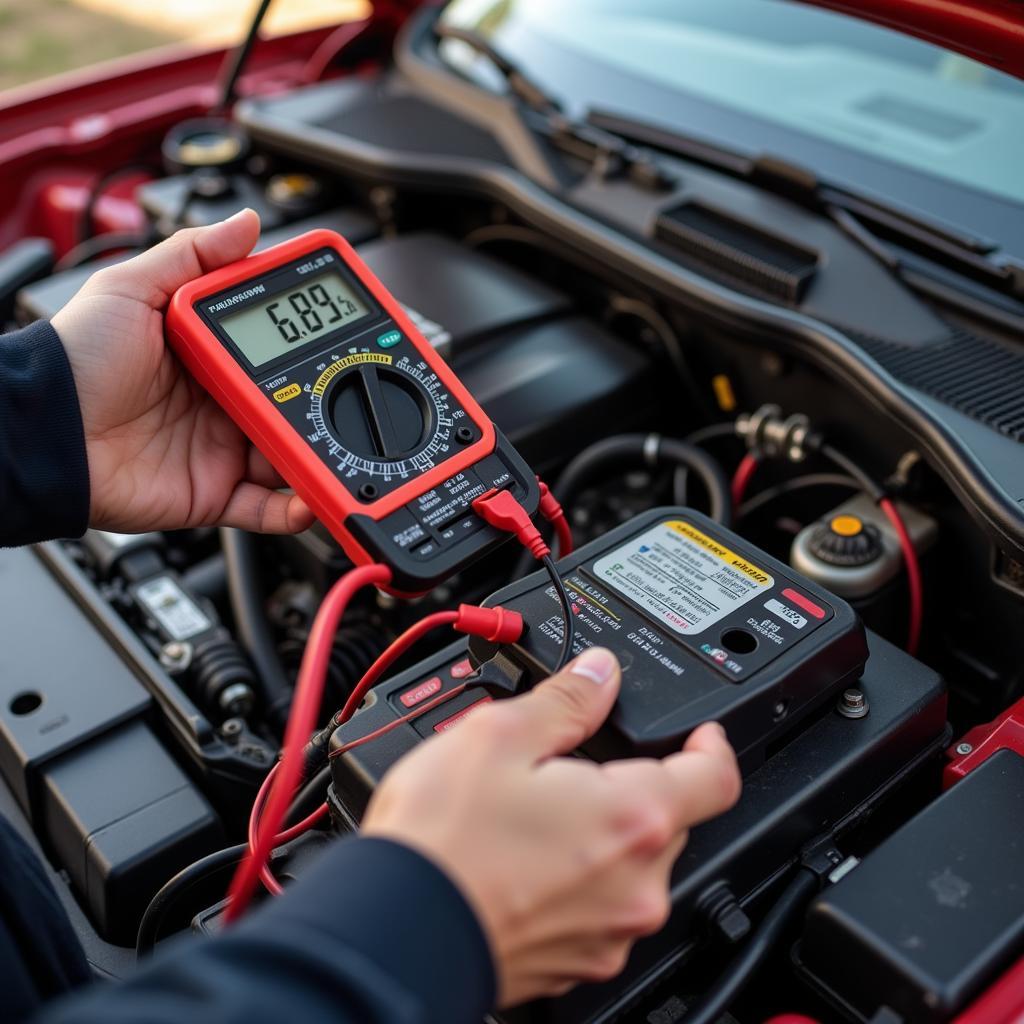 Testing Car Battery with Multimeter