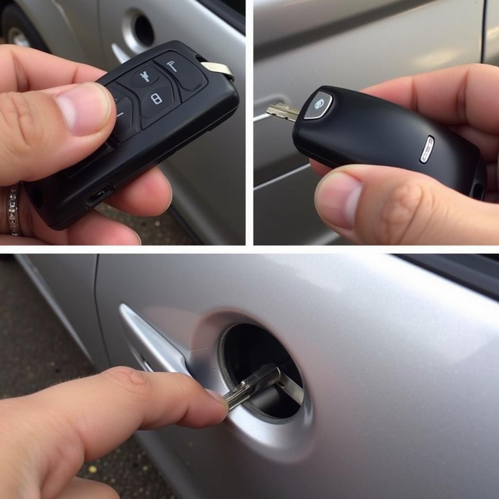 Using the Hidden Key Blade to Unlock a Car Door