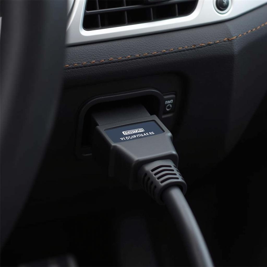 VCDS Cable Connected to OBD Port