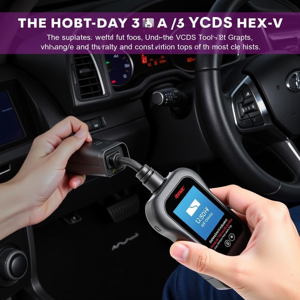 VCDS HEX-V2 Diagnostic Tool Connected to a Car's OBD-II Port