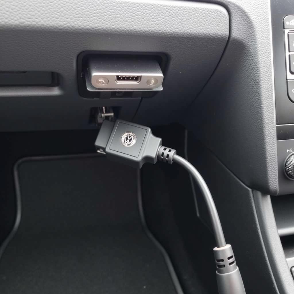 VCDS Interface Connected to OBD-II Port of 2015 Golf Sportwagen