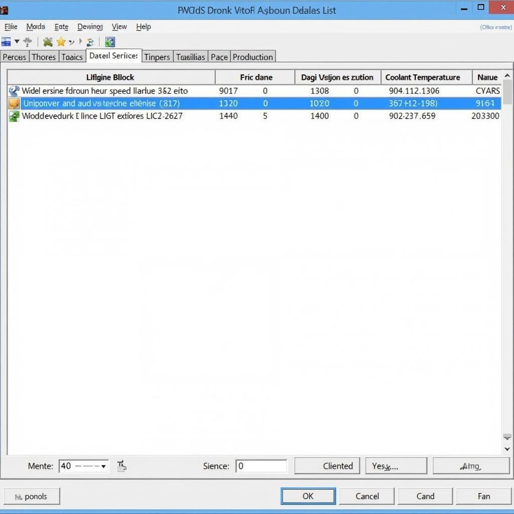 Example of a VCDS Measuring Blocks List