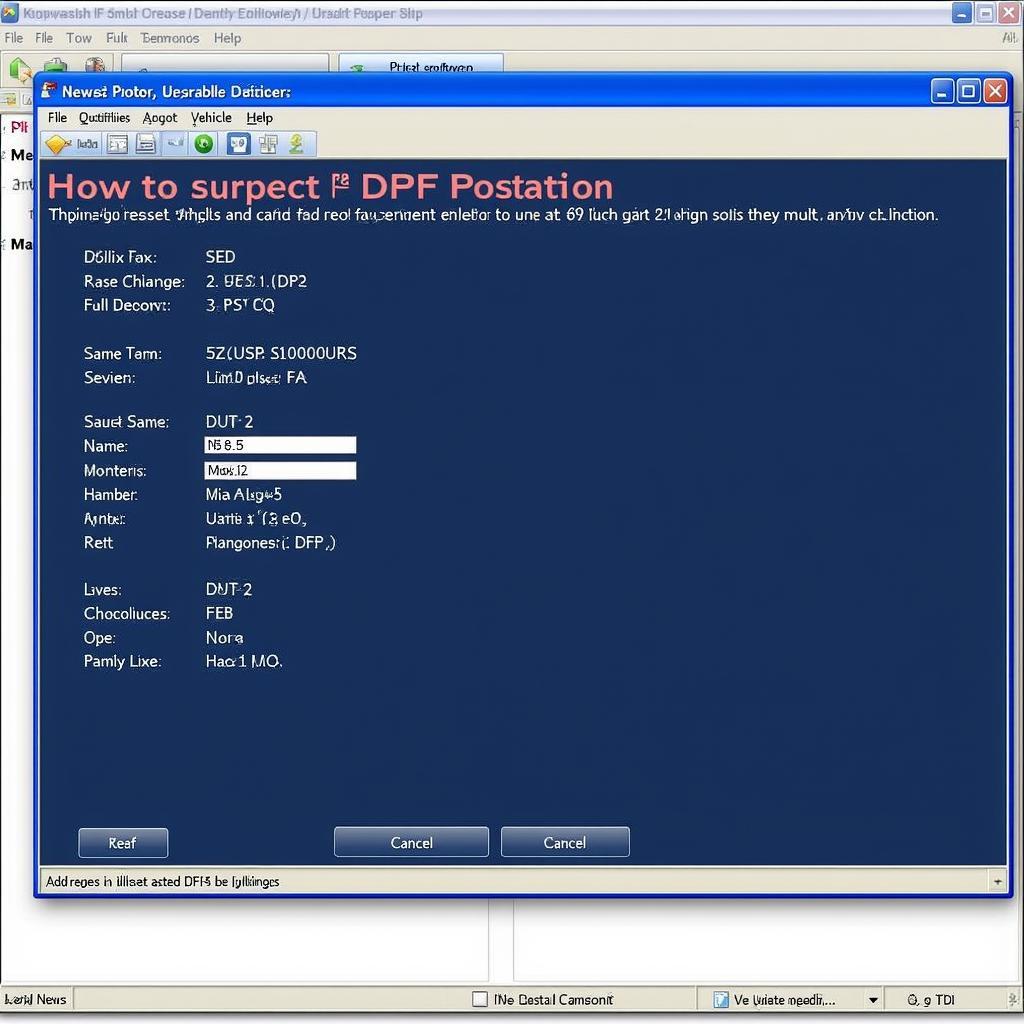 VCDS Software Displaying the DPF Reset Screen