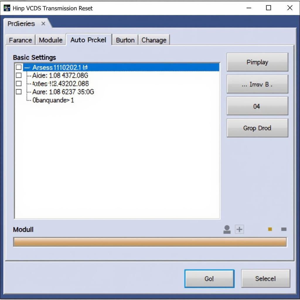 VCDS Software Performing 01M Transmission Reset