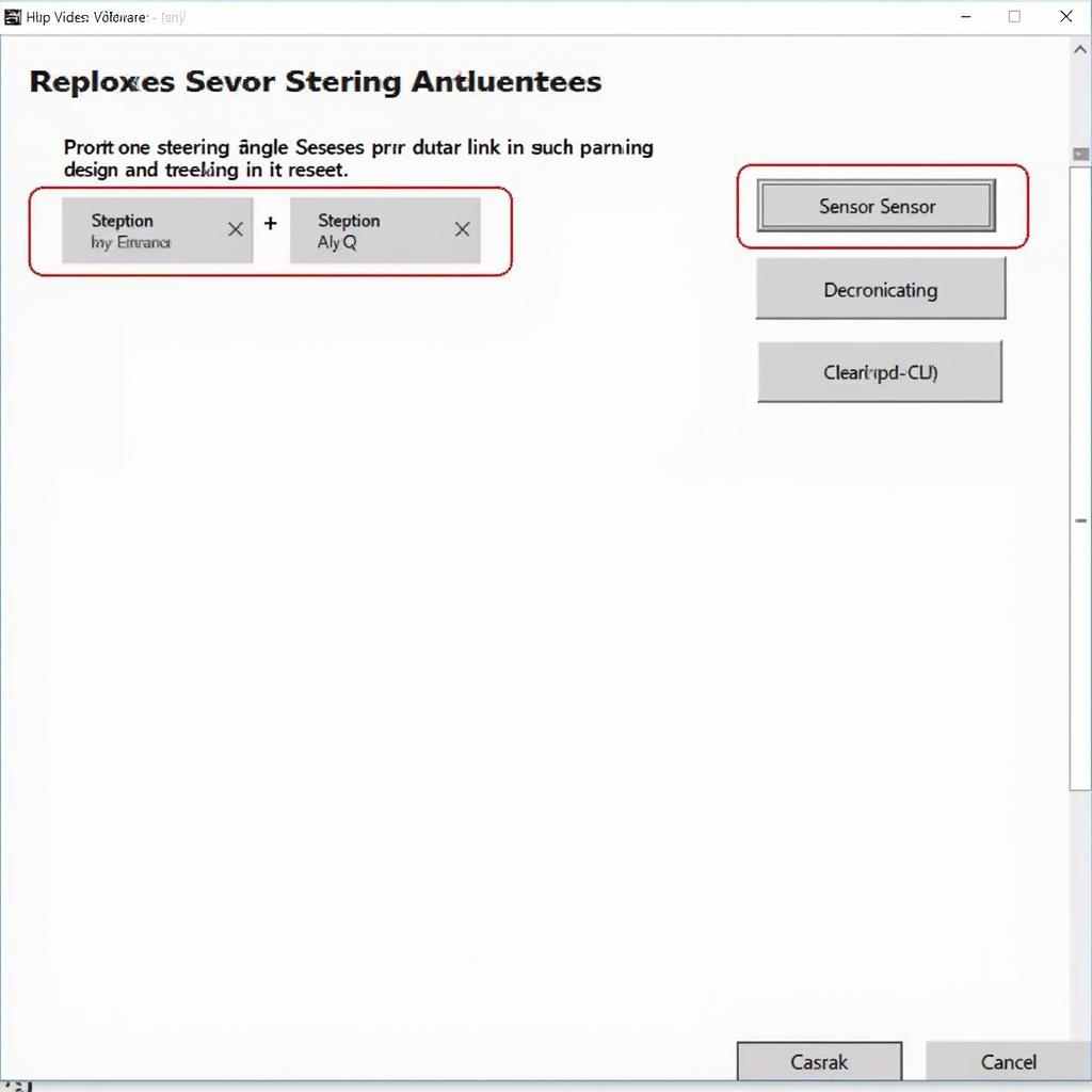 VCDS Screen Displaying Steering Angle Sensor Reset Options