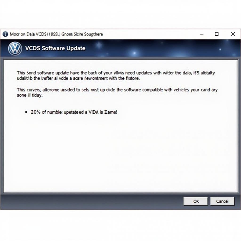 VCDS Unsupported Vehicle: Software Update Screen