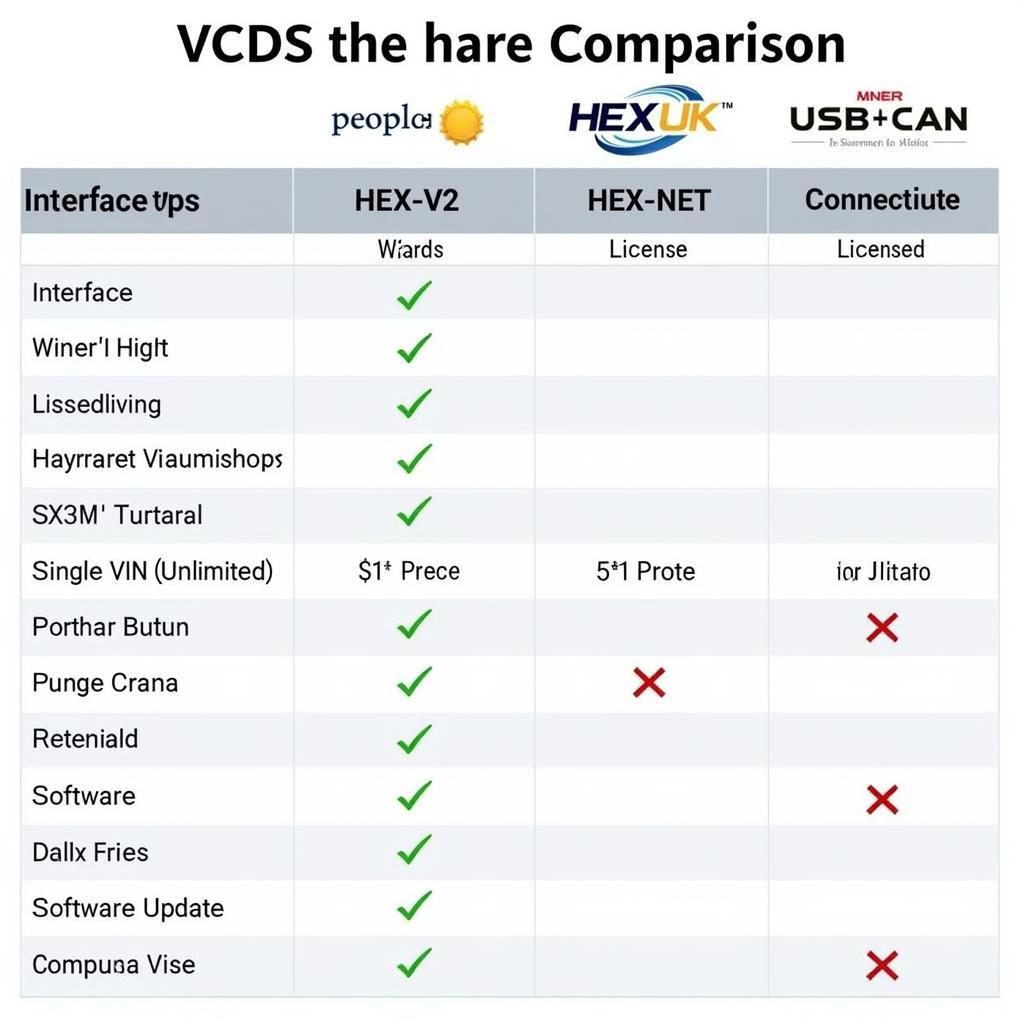 VCDS Versions Comparison Table