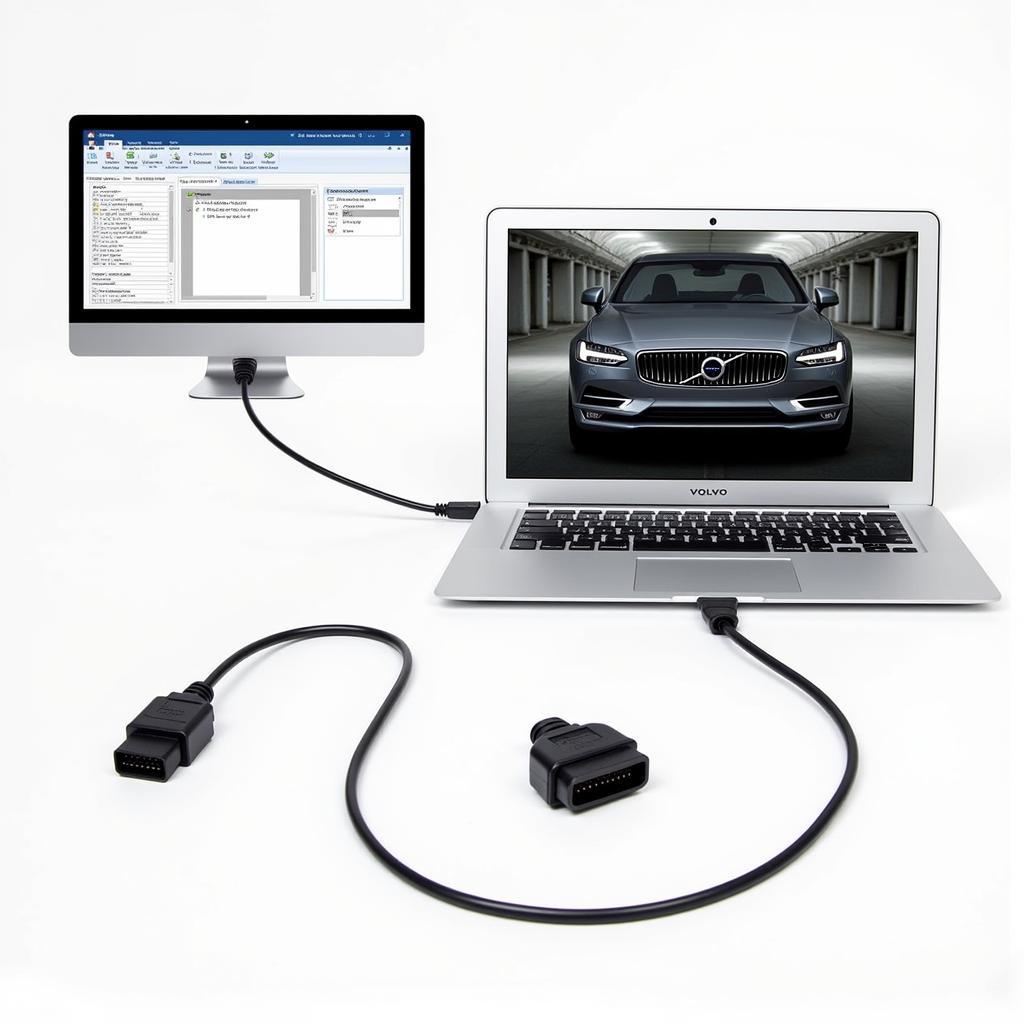 VCDS Diagnostic Interface Connected to a Volvo Car