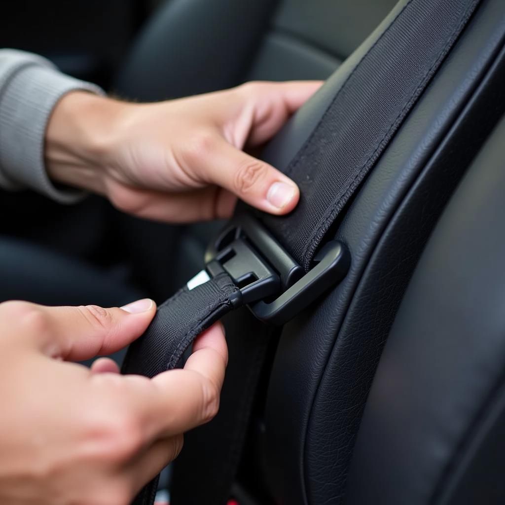 Inspecting the VW Touran Seat Belt Buckle