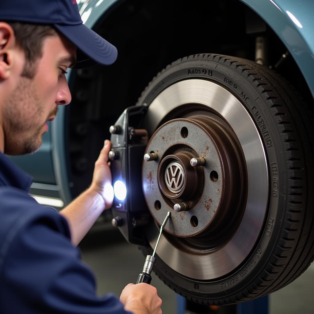 VW Transporter Brake Pad Inspection