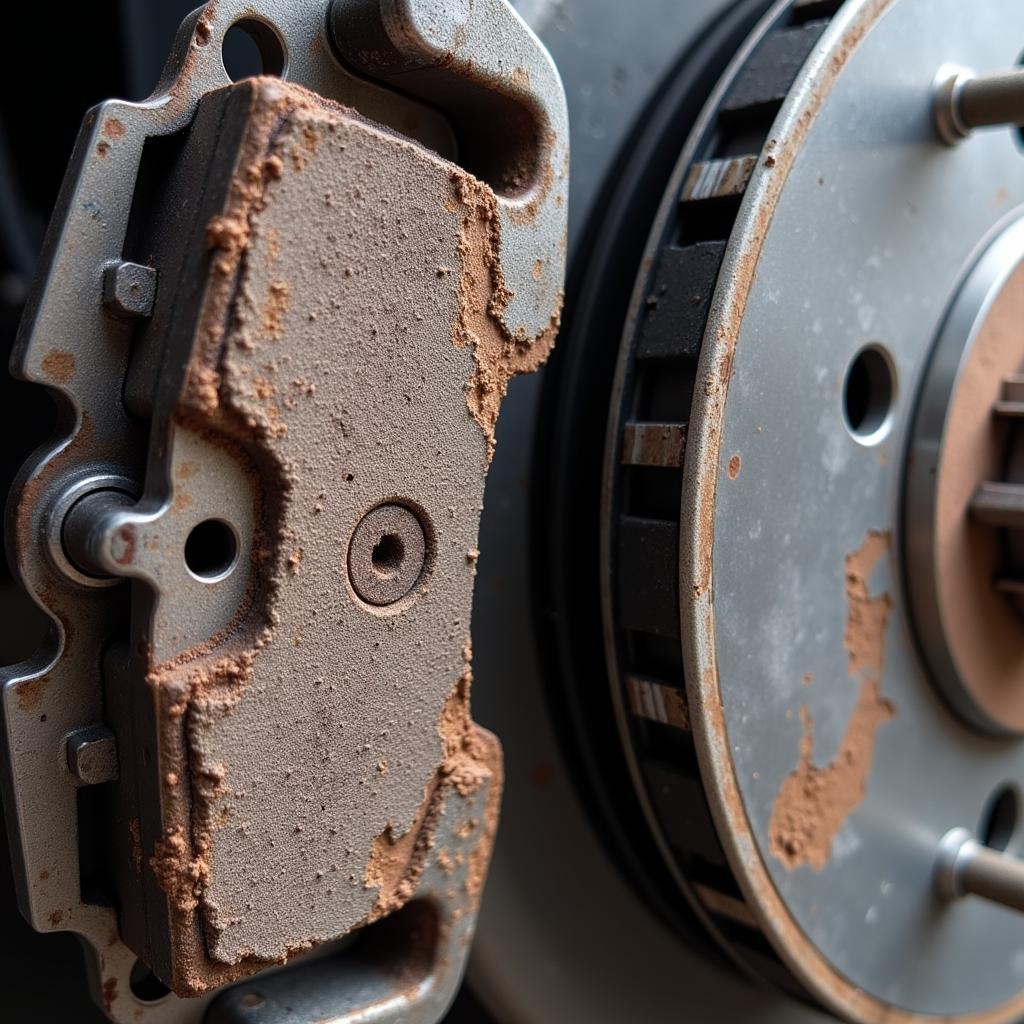 Worn Brake Pads on a GMC Sierra