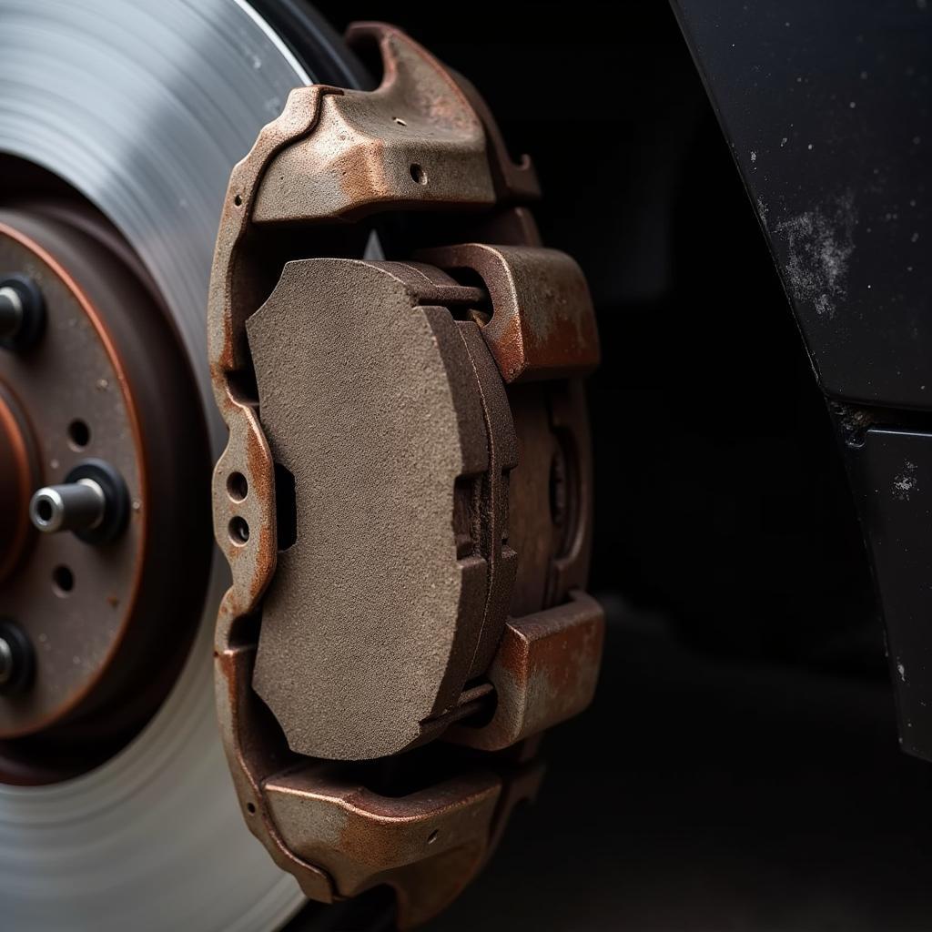 Worn Brake Pads on a Mini Cooper