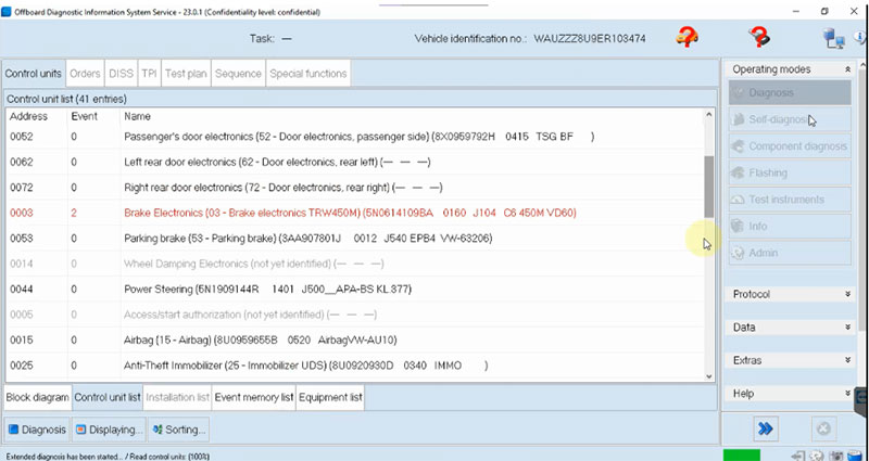 Diagnosis via ODIS Service