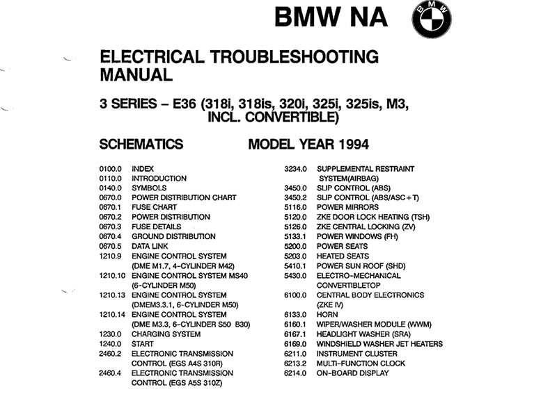 1994 BMW 325i Convertible Electrical Troubleshooting Manual PDF Download