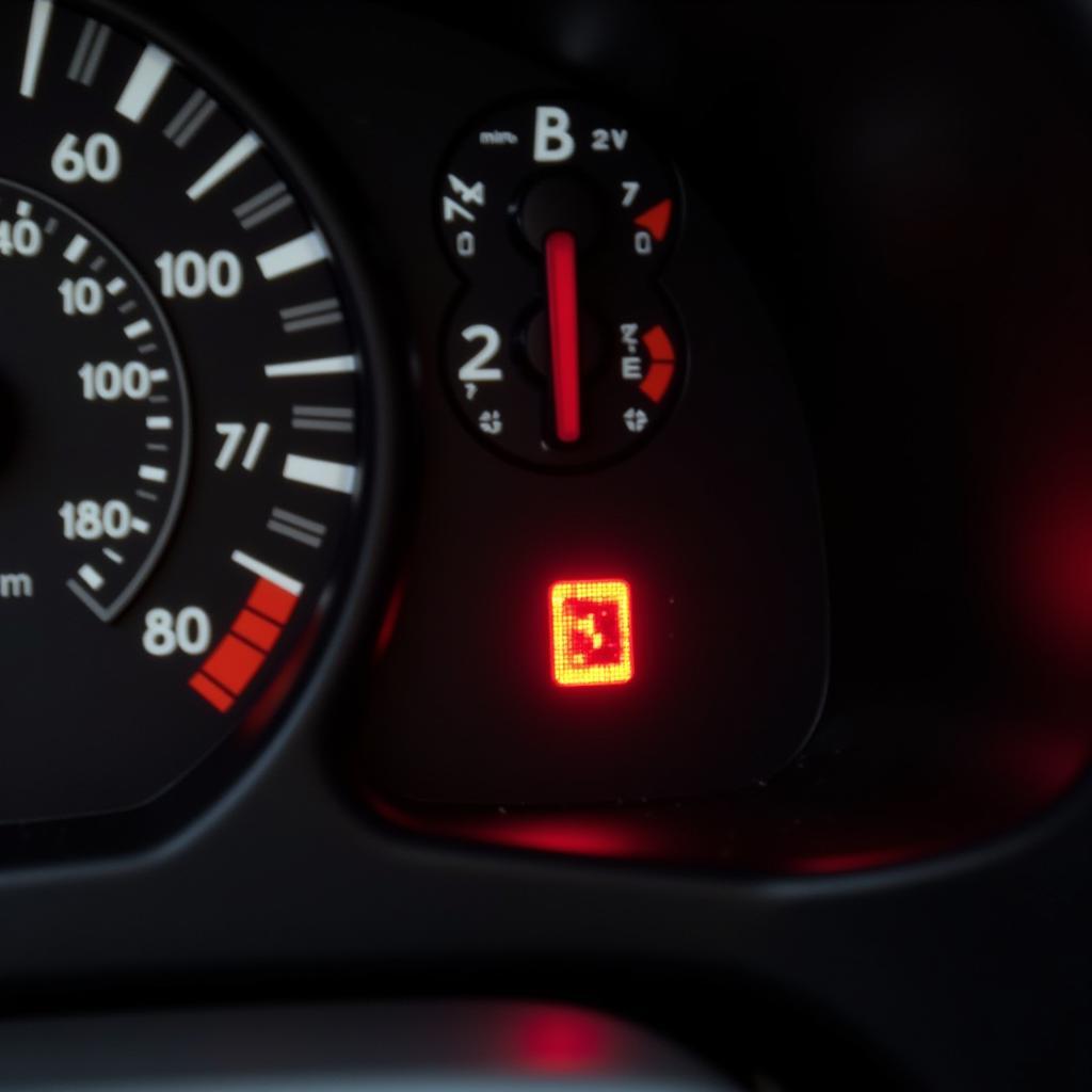 2000 Silverado dashboard displaying illuminated brake warning light