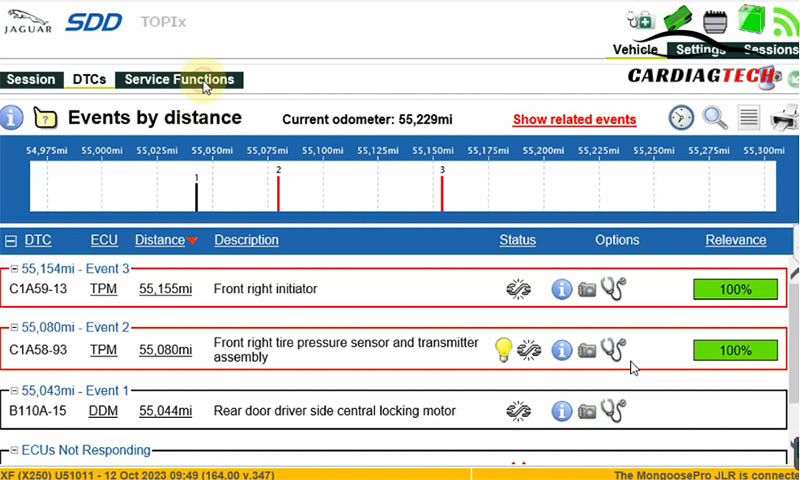 Confirm the presence of error codes C1A59-13 and C1A58-93