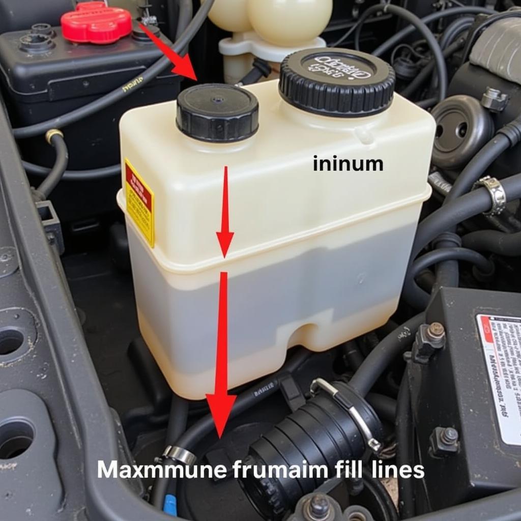 Checking the brake fluid reservoir in a 1994 Ram 2500