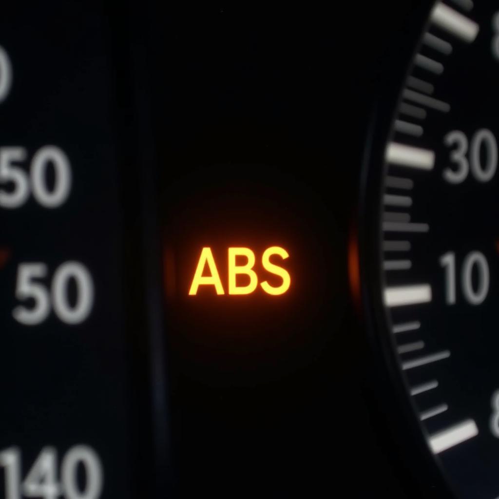 ABS Warning Light on Car Dashboard