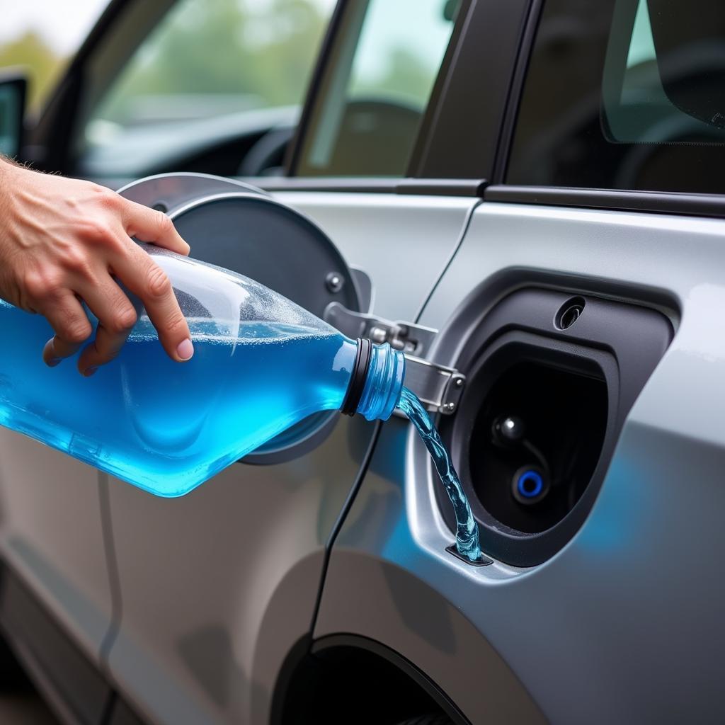 Adding AdBlue to a car's tank