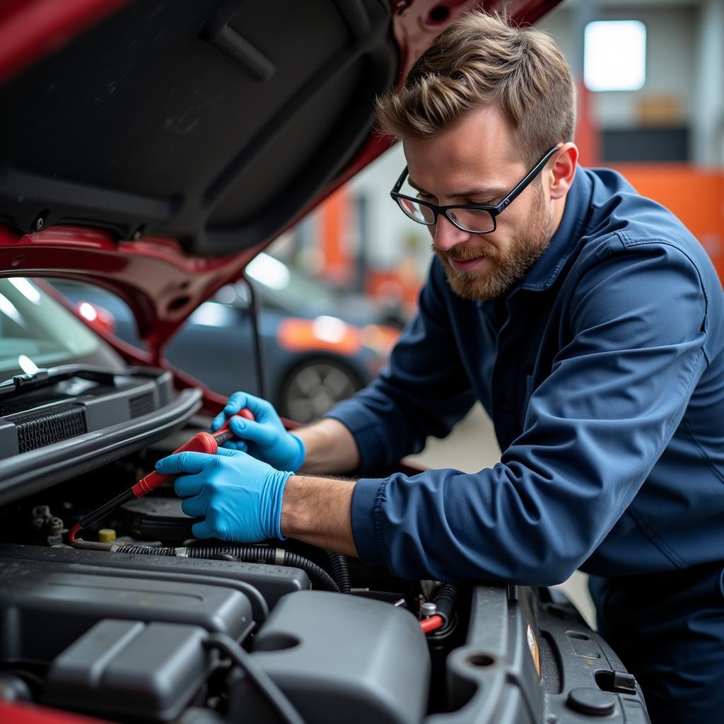 Automotive Technician Working on Car