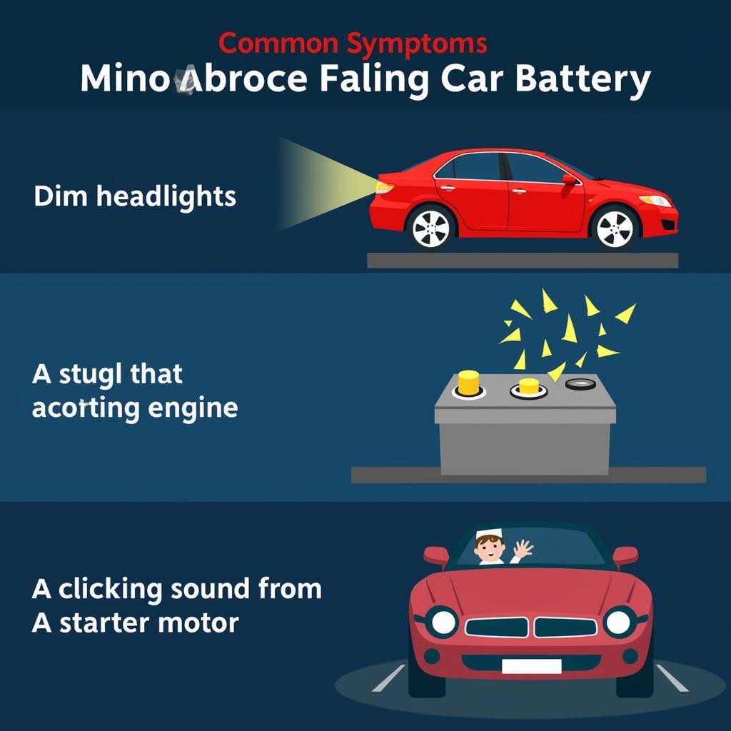 Bad Car Battery Symptoms: Slow crank, dim lights, clicking sounds