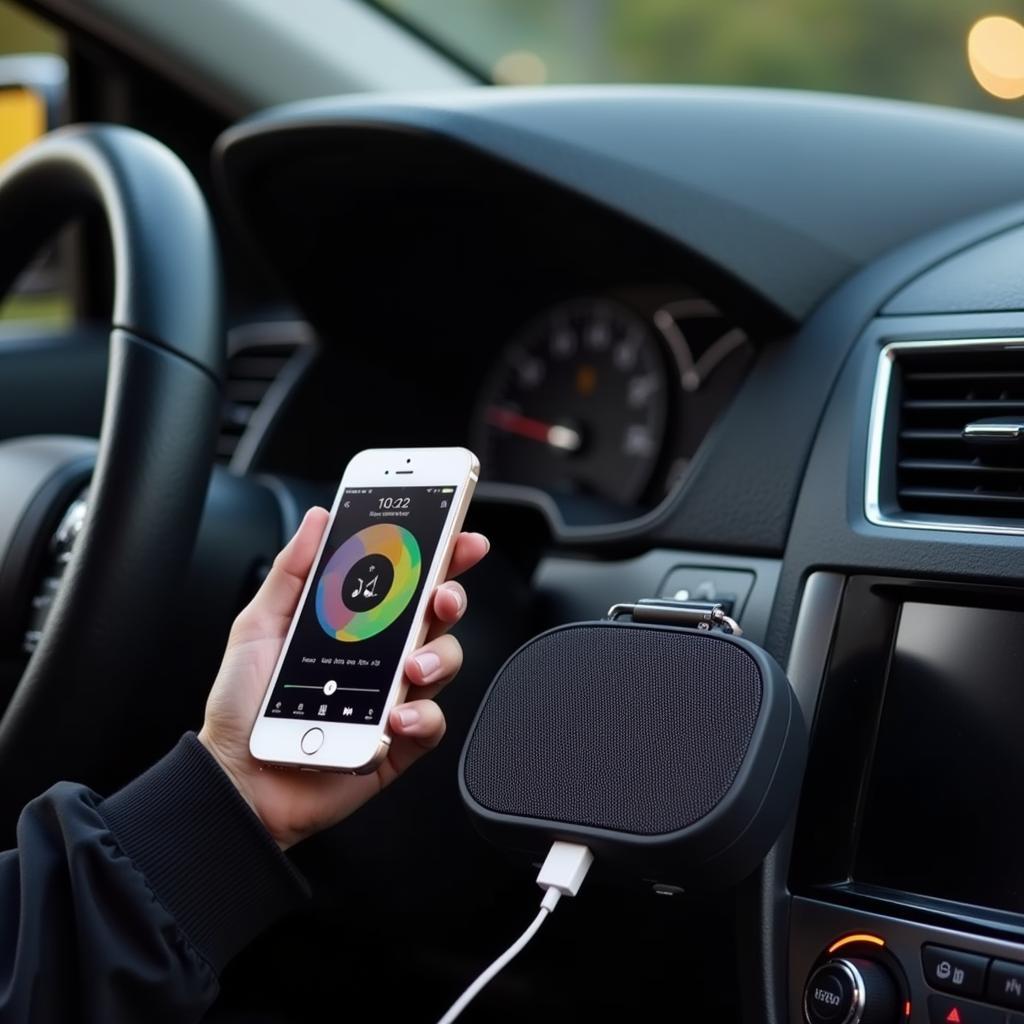 Connecting a Bluetooth speaker to a phone in a car