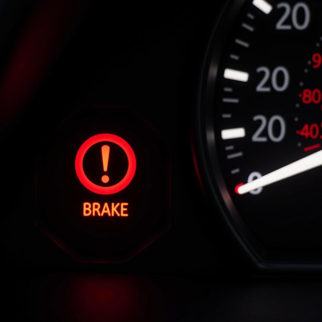 Brake Light Warning on Car Dashboard