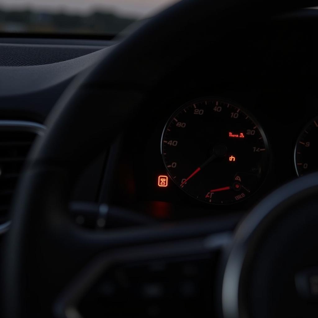 Brake Light Warning Light Illuminated on Car Dashboard