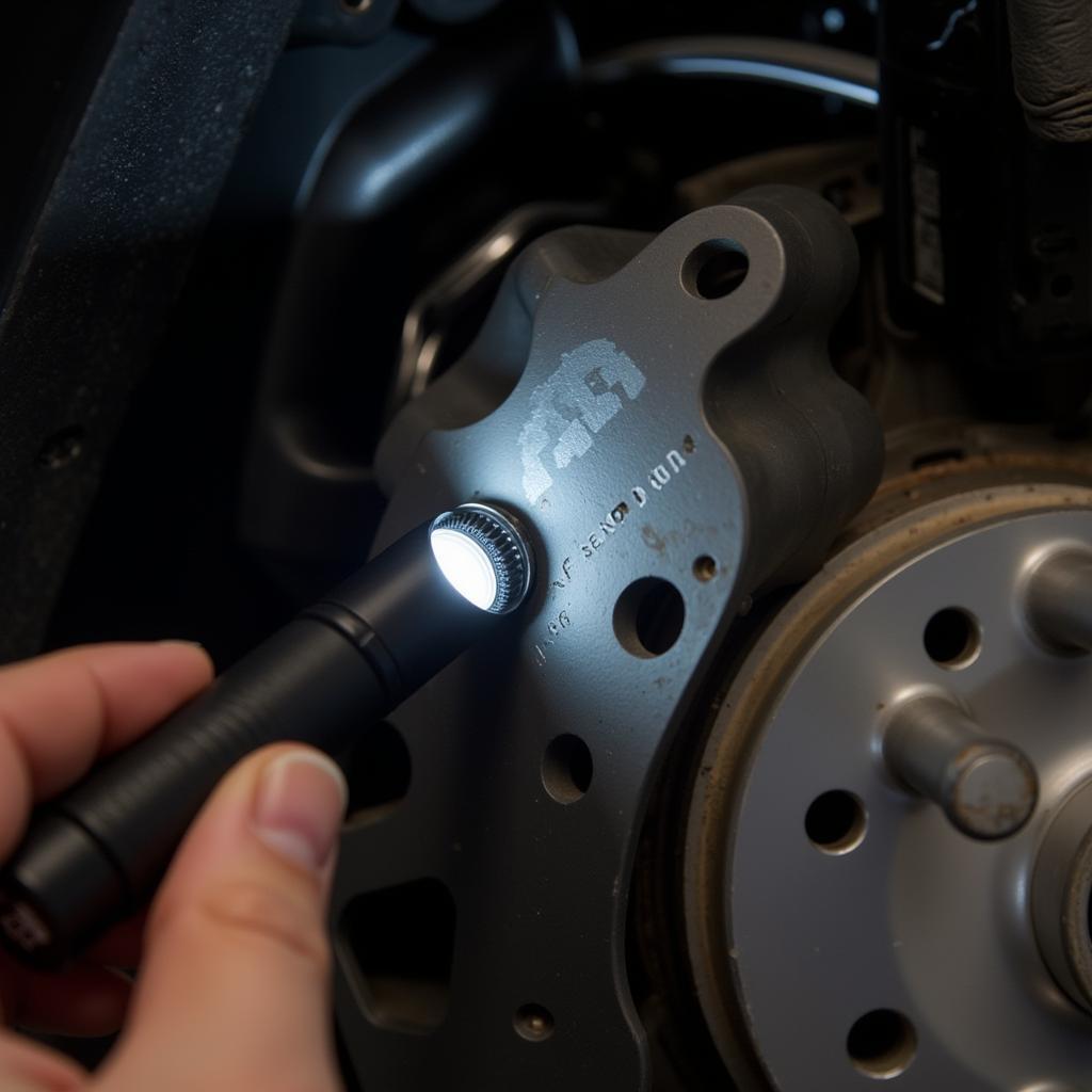 Inspecting Brake Pad Sensor on a 2002 BMW 525ii