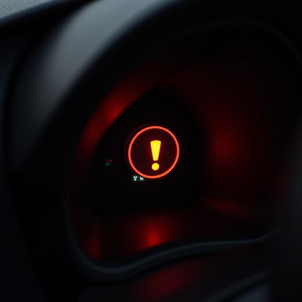 Brake Warning Light Illuminated on Car Dashboard