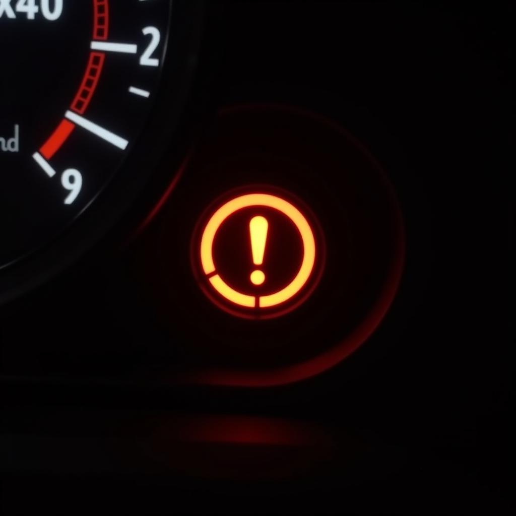 Brake Warning Light Illuminated on Car Dashboard