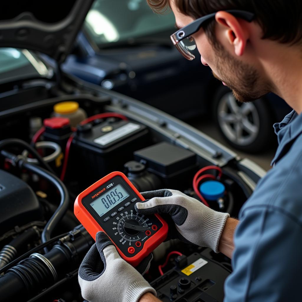 Inspecting Car Battery and Alternator