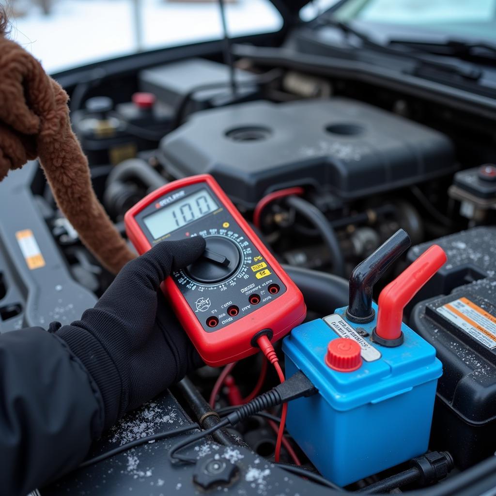 Checking car battery for cold weather symptoms