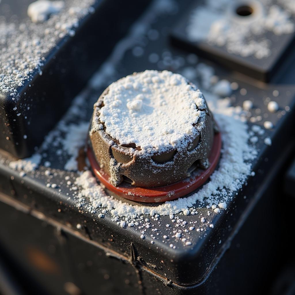 Car Battery with Corroded Terminals