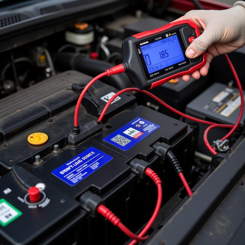 Load testing a car battery.