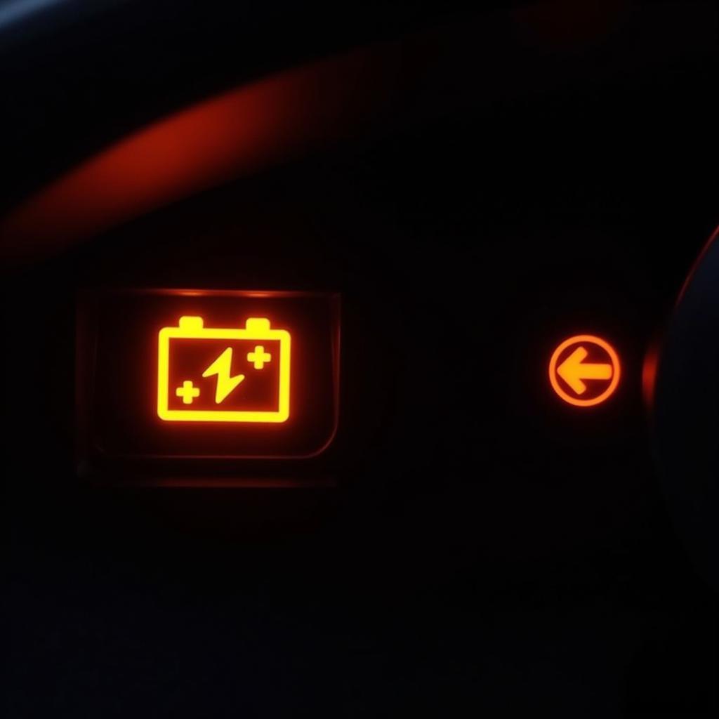 Car Battery Warning Light Illuminated on Dashboard