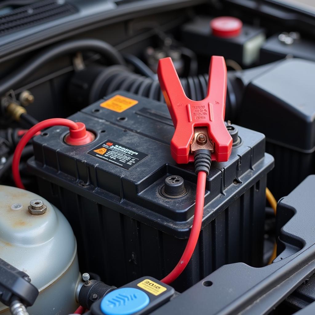 Car Battery with Jumper Cables