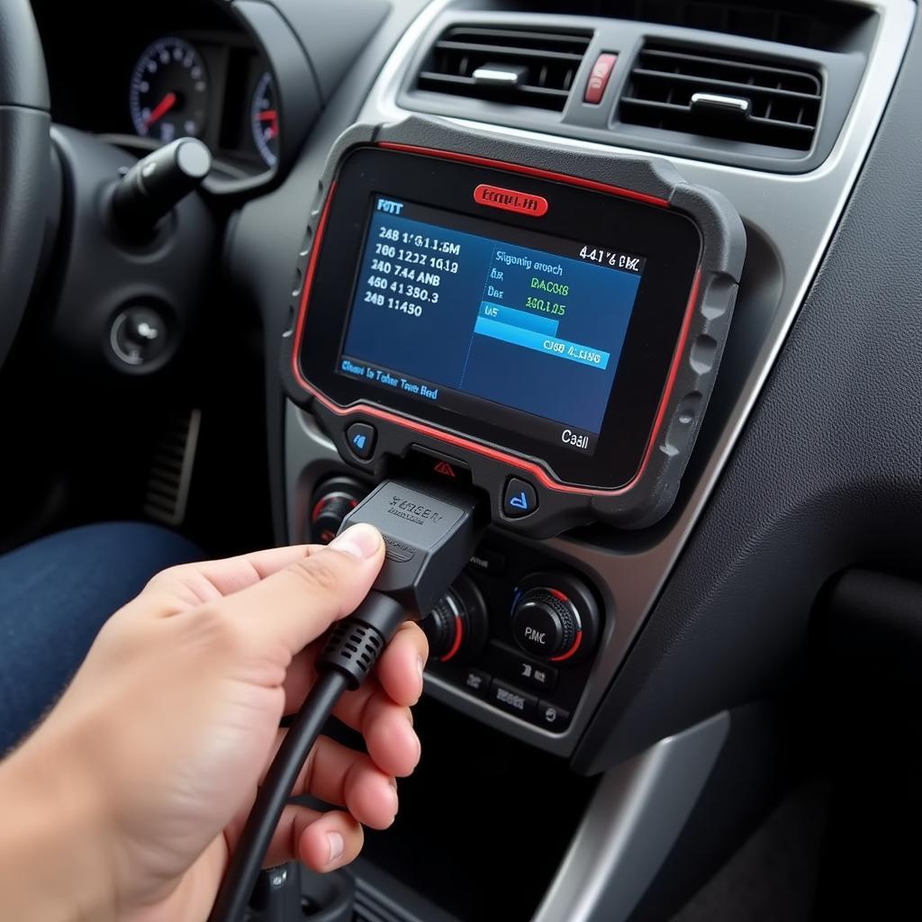 Car Diagnostic Tool Connected to OBD Port