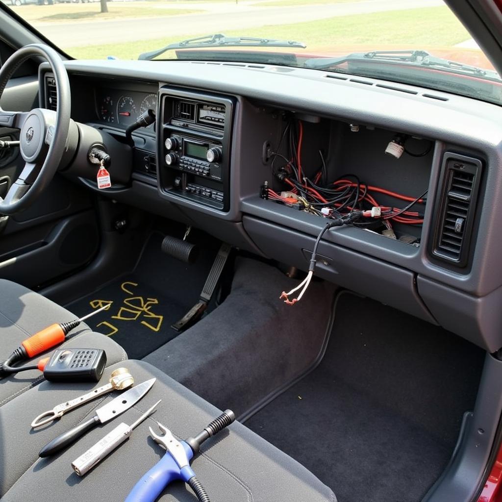 Car Interior Prepared for CB Installation