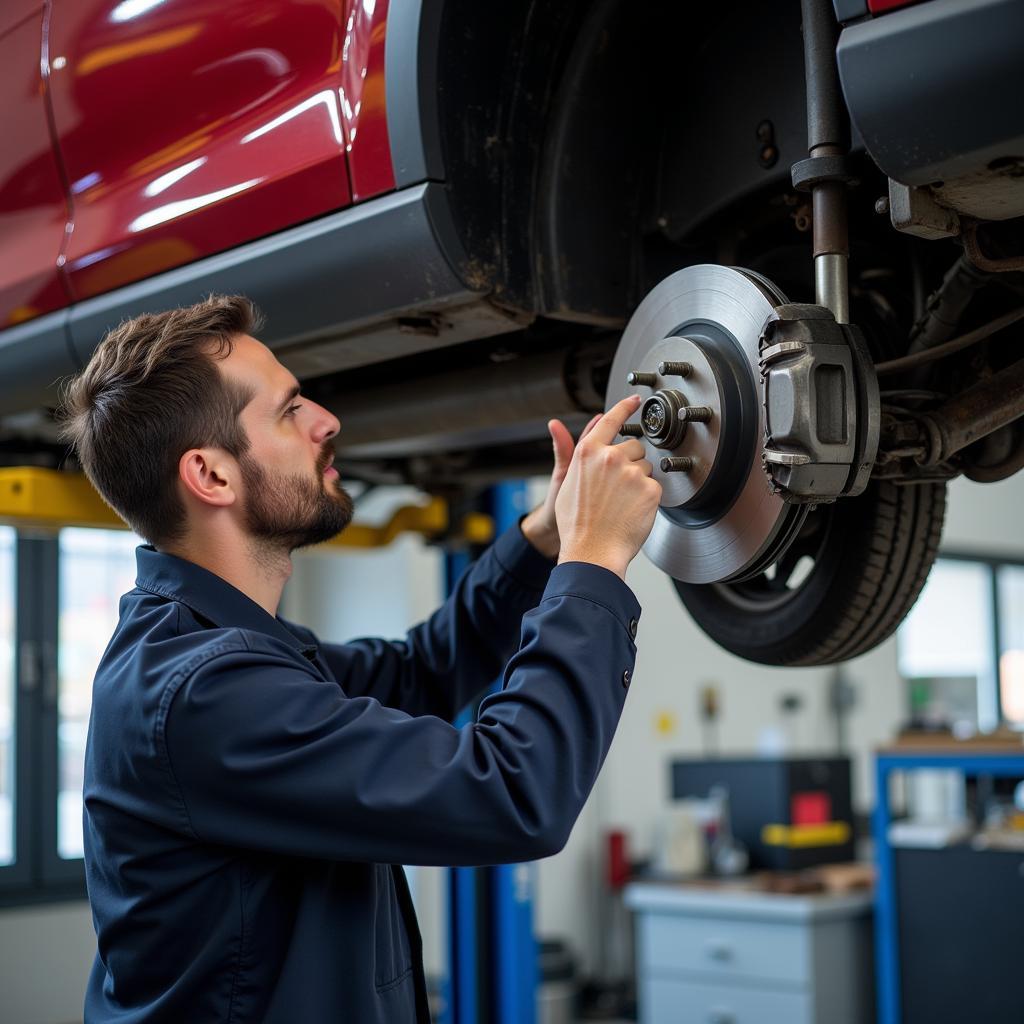 Car on Lift for Brake Inspection