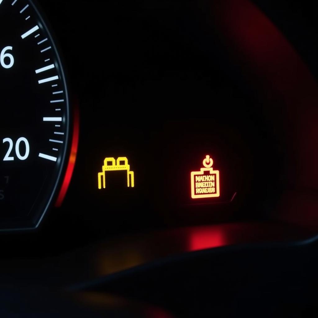 Check Engine and Battery Light Illuminated on Car Dashboard