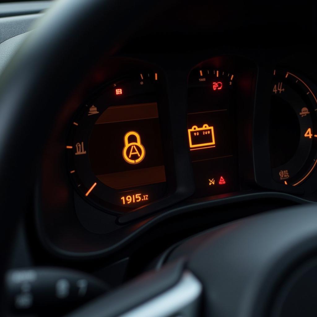 Check Engine and Battery Light Illuminated on a Car Dashboard