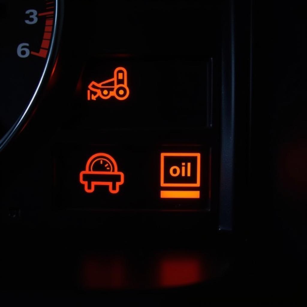 Check Engine, Battery, and Oil Warning Lights Illuminated on a Car Dashboard