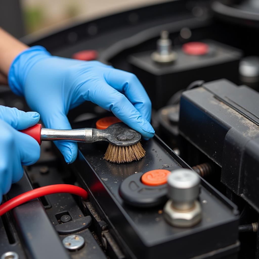 Inspecting Car Battery Terminals